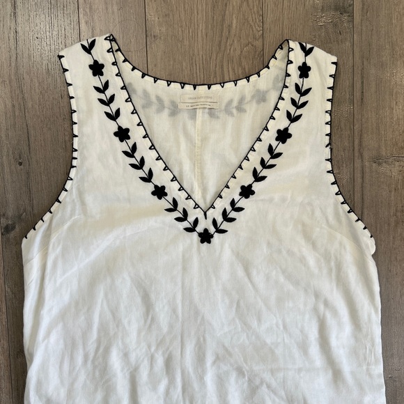 URBAN OUTFITTERS Embroidered Linen Blend Sleeveless Mini Shift Dress Size Large - Picture 7 of 7